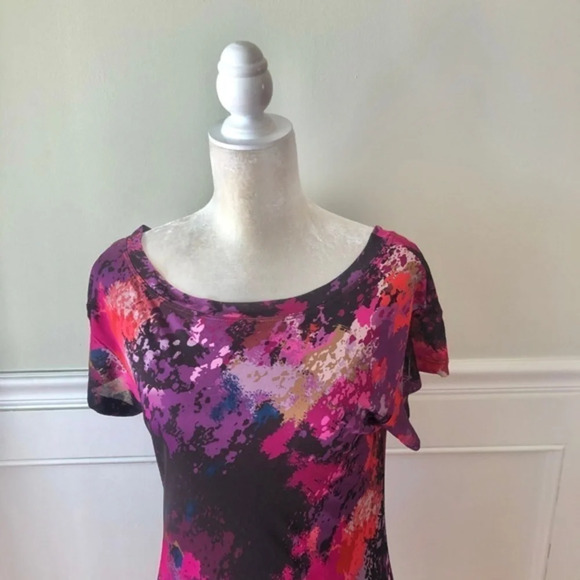 Trina Turk Dress Pink Abstract Print Cap Sleeve M - Picture 4 of 5